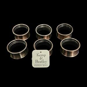 Kemp & Beatley Napkin Rings Set of 6 Antique Copper Tone Beaded Edge